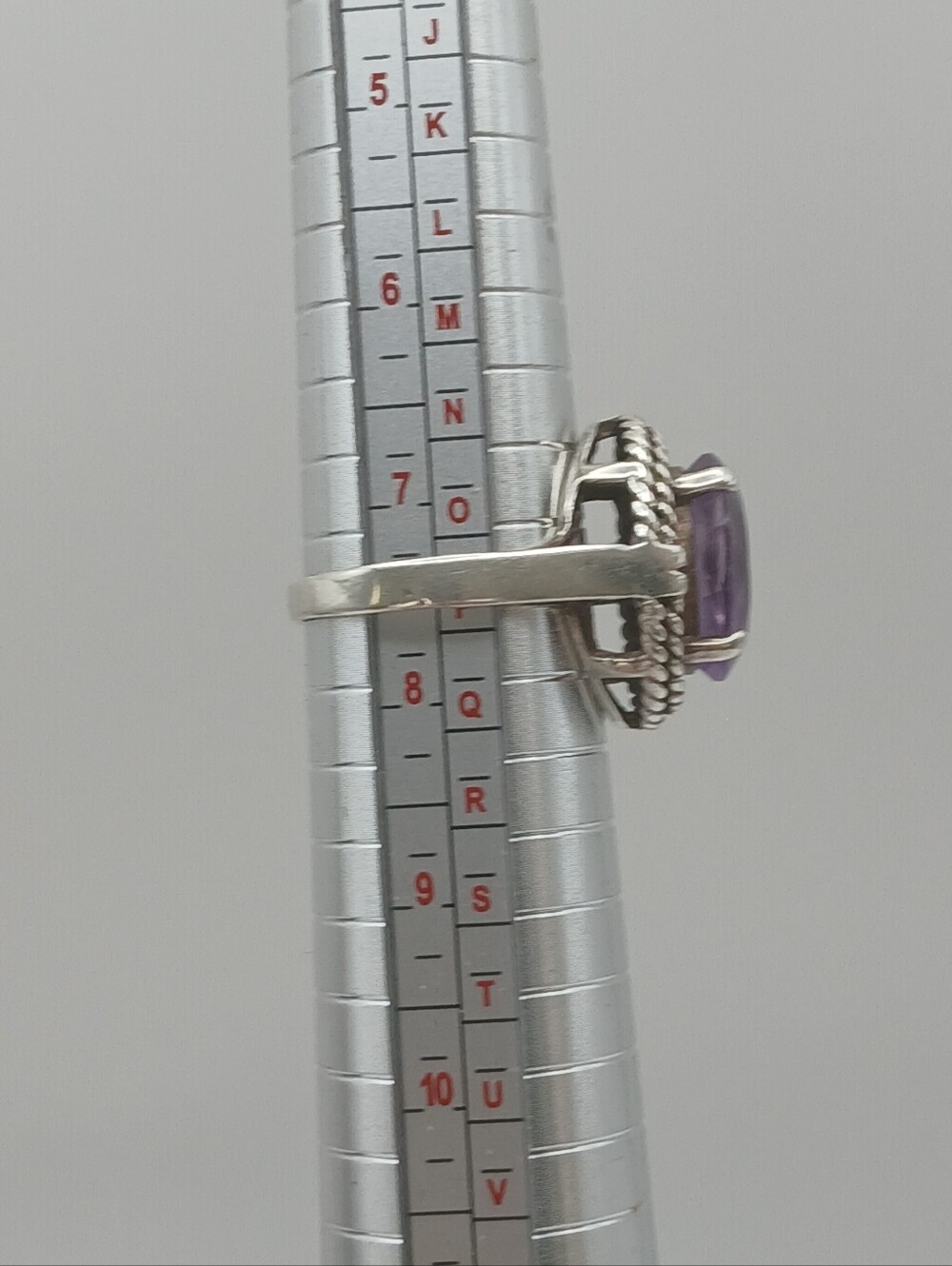 Vintage 925 Sterling Silver Amethyst Cocktail Statement Ring Size 7.5